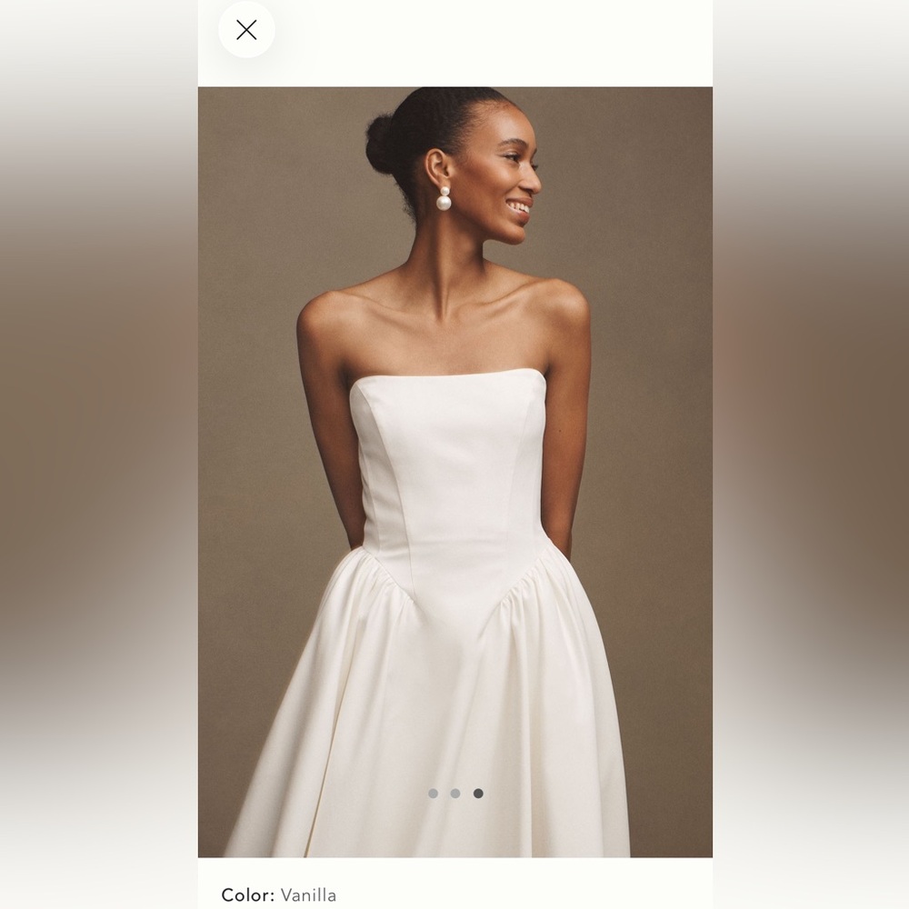 BHLDN Strapless Basque-Waist Lace Up Fit & Flare Midi Dress - Picture 2 of 3